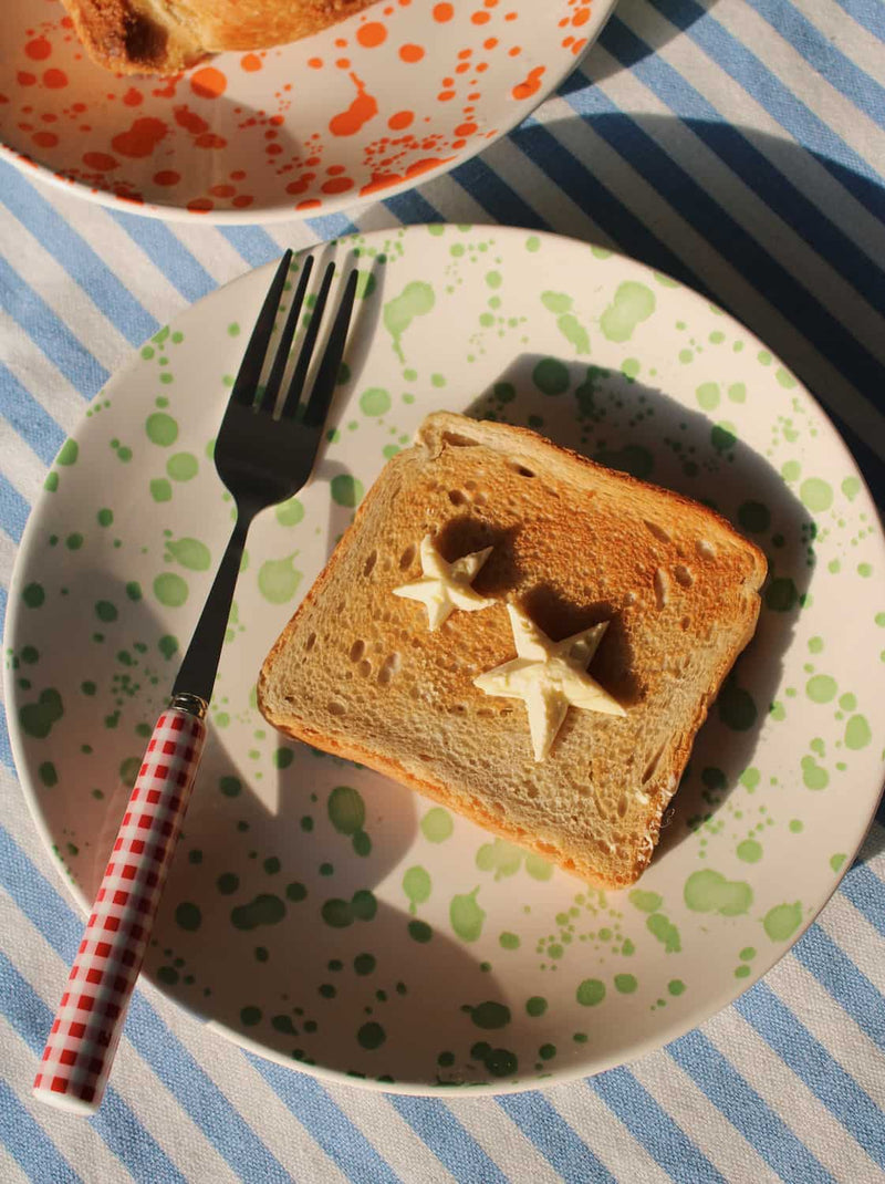 Mossel ceramic plate with toast handmade ceramic breakfast set aesthetic table setting