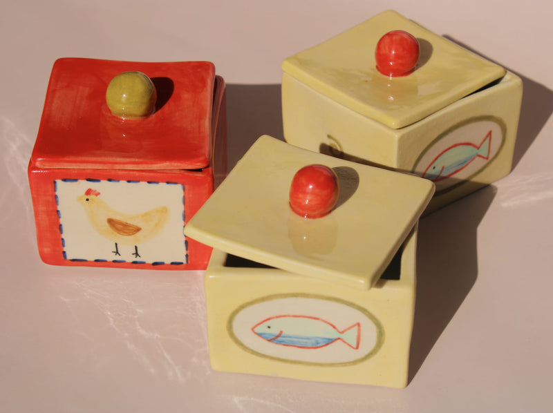 Sardina and Henley ceramic trinket boxes handmade jewelry boxes by Shannon O’Callaghan small ceramic storage