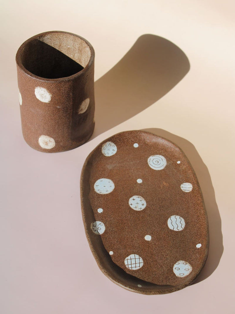 Cosmos Ceramic Cup and Plate Set