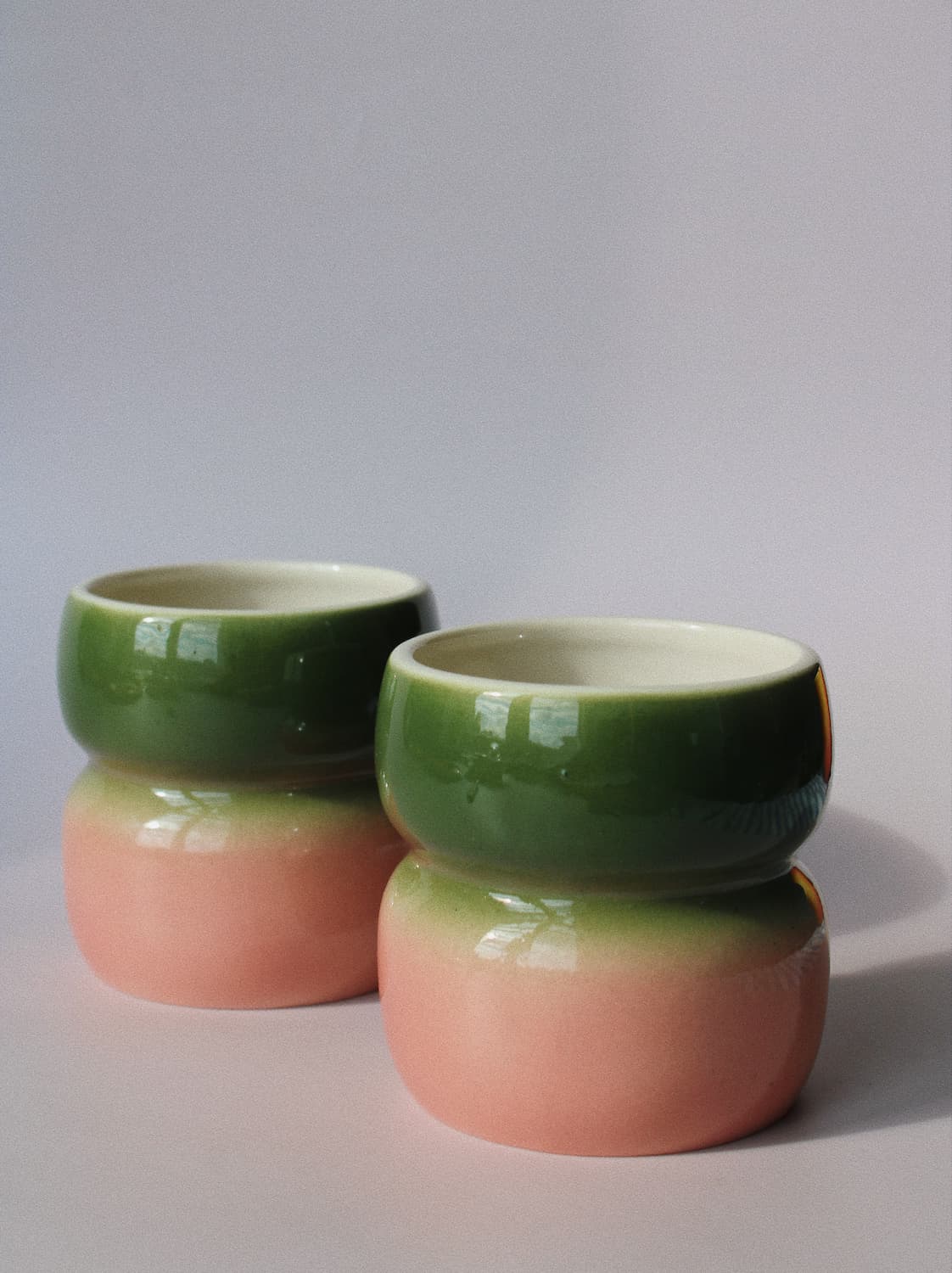 Belly Garden Ceramic Mug by Agata Puławska – handmade ceramic mug with a deep green and soft blush pink glaze