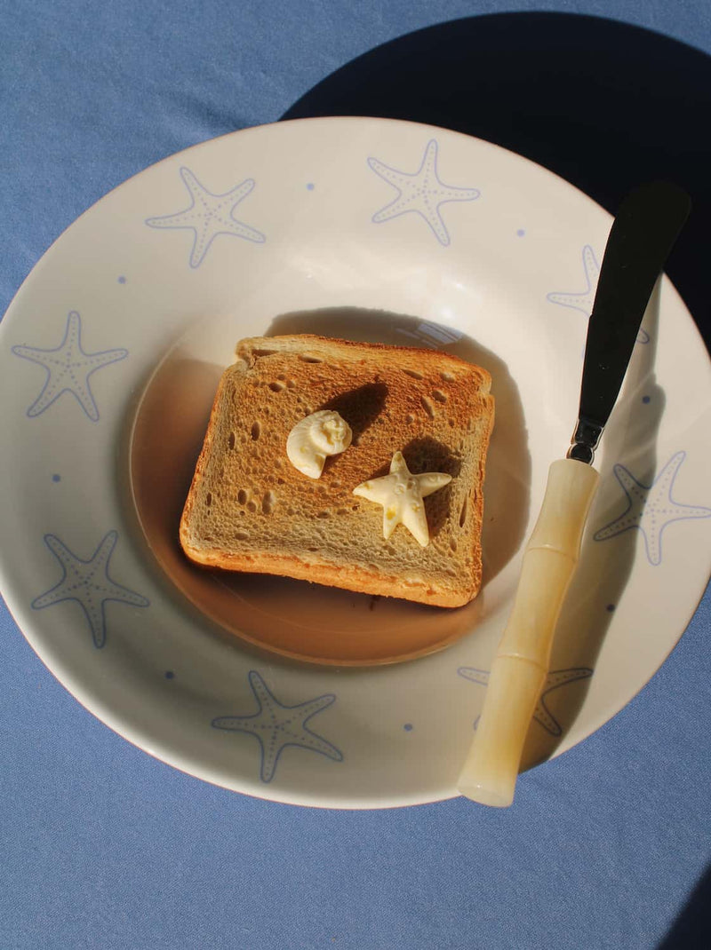 Astrella ceramic plate with toast handmade dessert plate neutral tableware breakfast setting