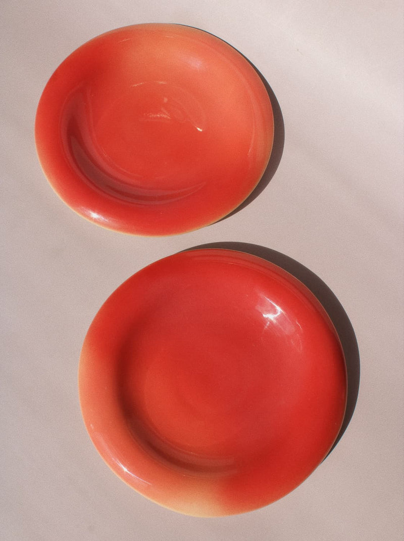 Belly Poppy Ceramic Plate by Agata Puławska – handmade ceramic plate in a rich poppy red glaze with a glossy finish