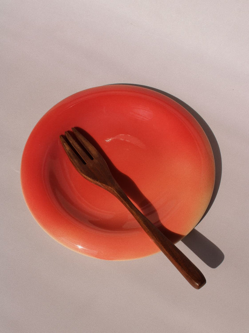 Belly Poppy Ceramic Plate by Agata Puławska – handmade ceramic plate in a rich poppy red glaze with a glossy finish