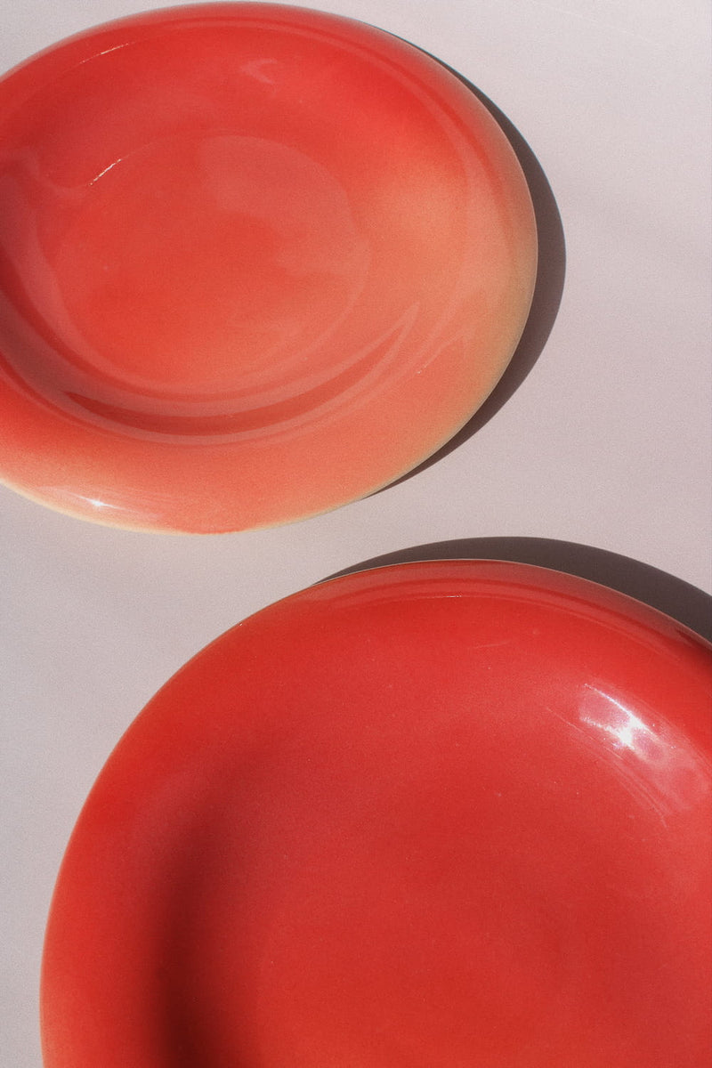 Belly Poppy Ceramic Plate by Agata Puławska – handmade ceramic plate in a rich poppy red glaze with a glossy finish