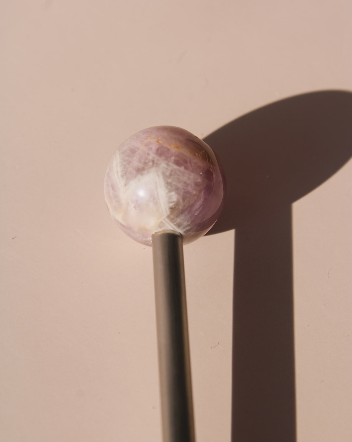 Amethyst Astra Stone Stirrer with light purple stone sphere, modern cocktail stirrer for coffee, matcha, or barware styling.