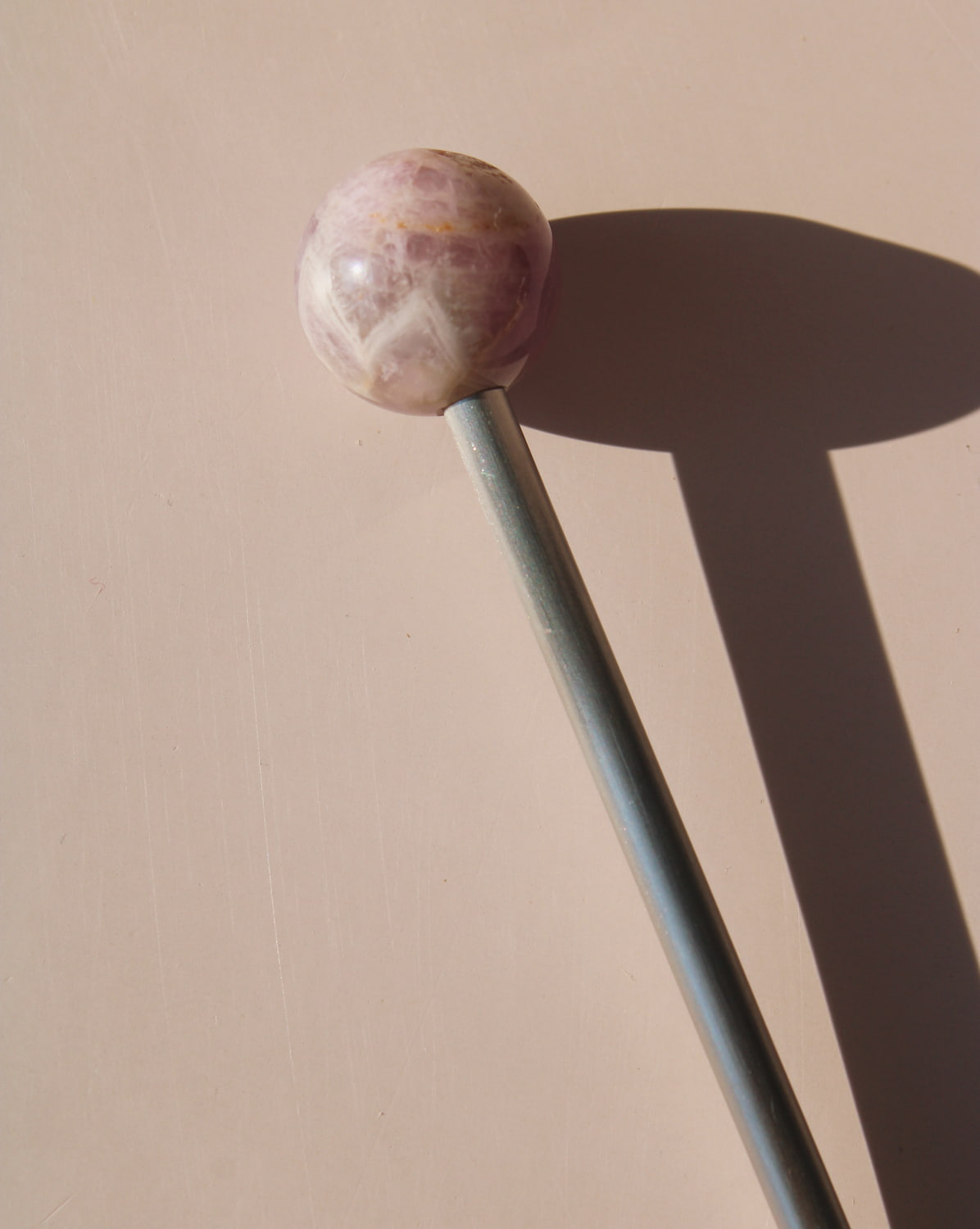 Amethyst Astra Stone Stirrer with light purple stone sphere, modern cocktail stirrer for coffee, matcha, or barware styling.