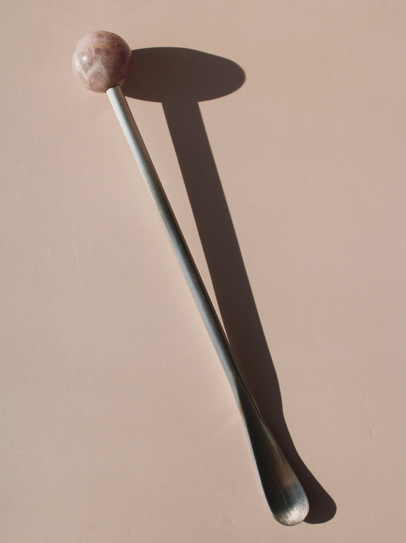 Amethyst Astra Stone Stirrer with light purple stone sphere, modern cocktail stirrer for coffee, matcha, or barware styling.