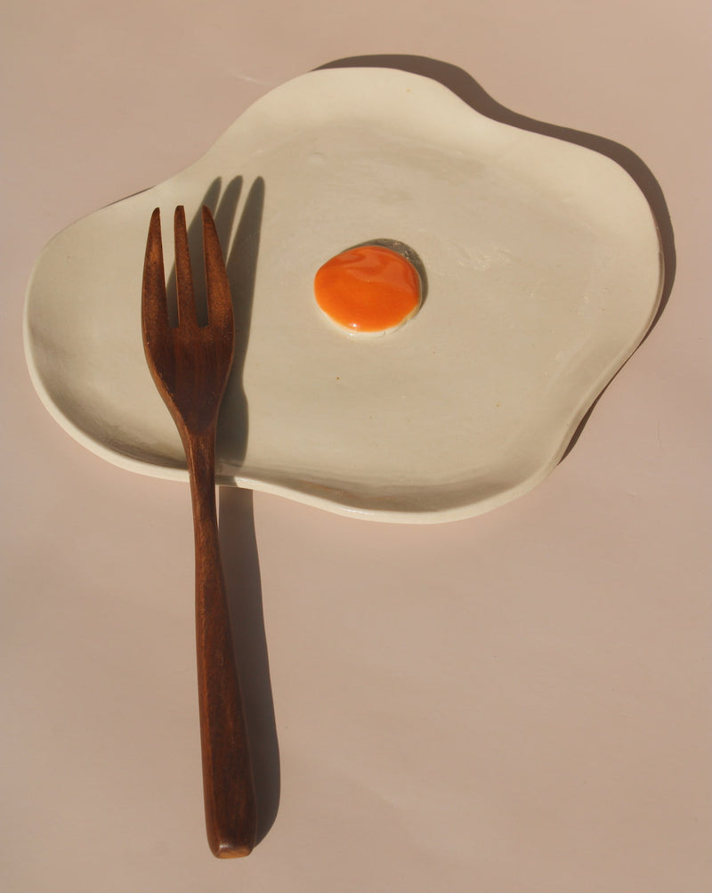 handmade ceramic egg spoon rest sunny side egg kitchen spoon holder by Elisa Ceramics
