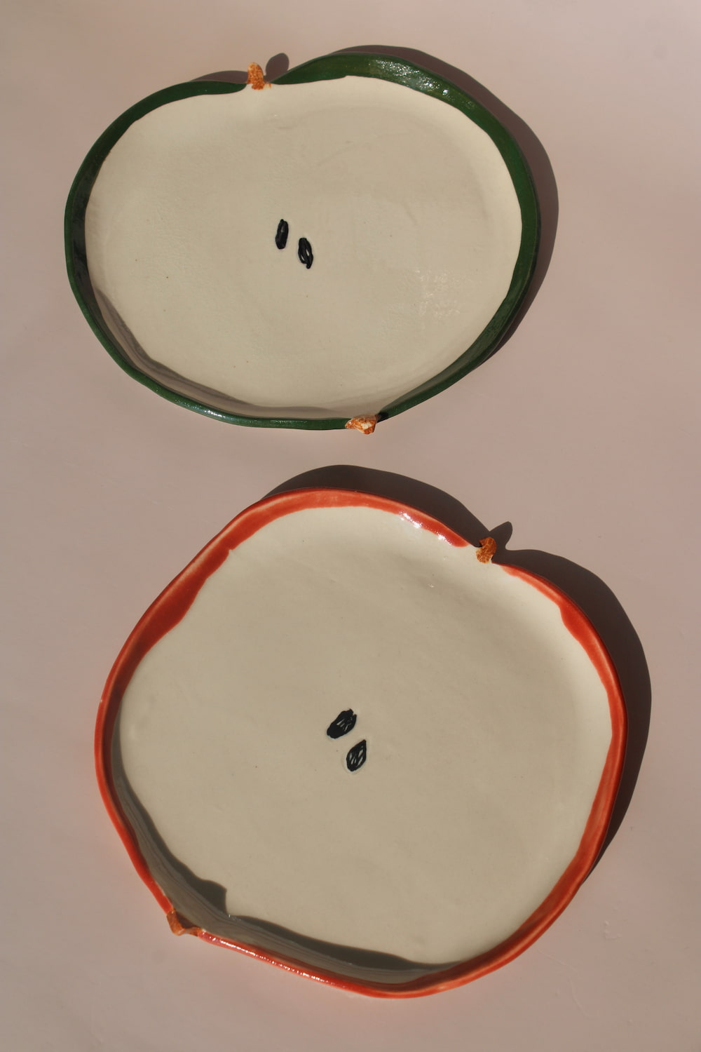 handmade ceramic red and green apple spoon rest with matching fruit plates playful kitchen accessories set