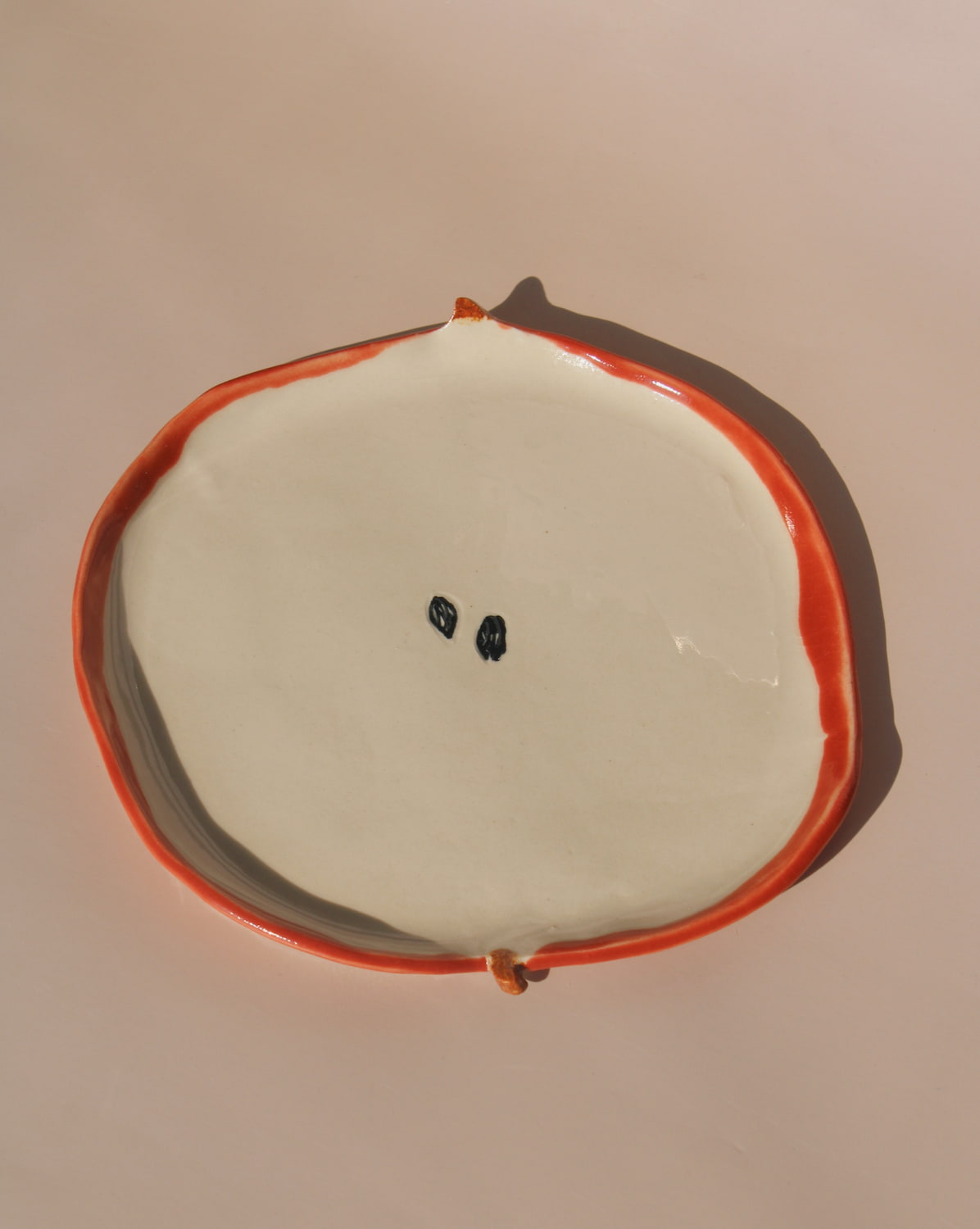 handmade ceramic red apple spoon rest kitchen utensil holder by Elisa Ceramics fruit shaped spoon holder