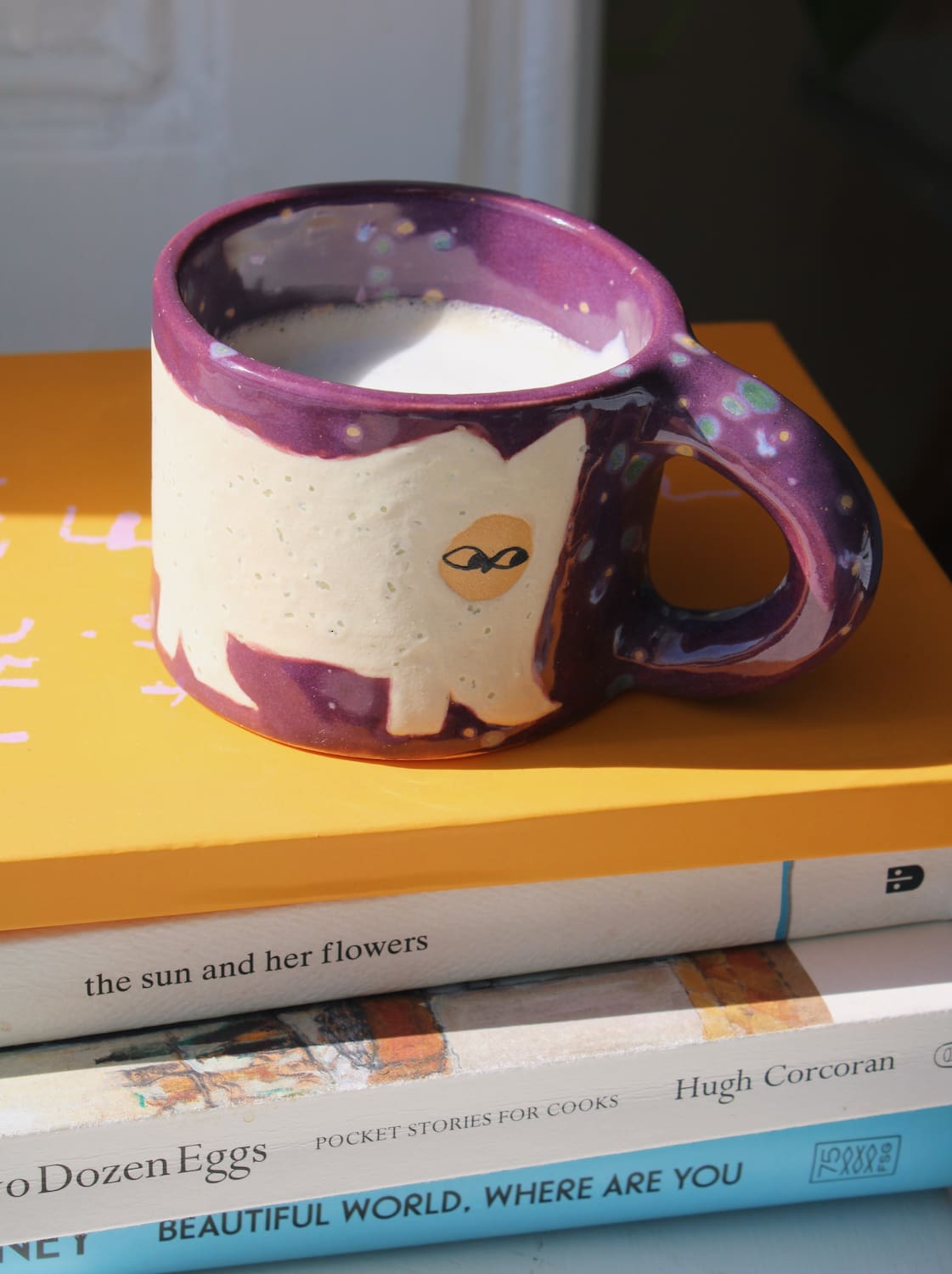 Artisan mulberry cat mug for cozy coffee moments and unique kitchen styling