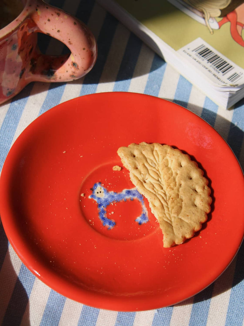 Scarlet Ceramic Monkey Plate