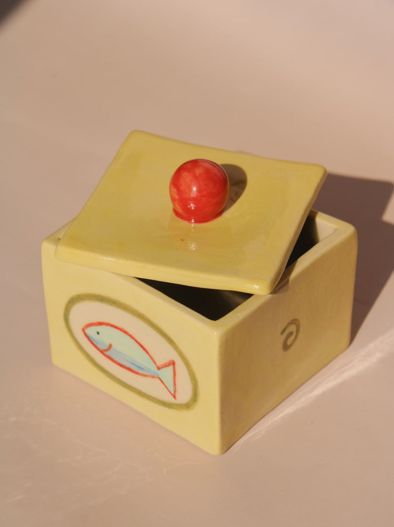 Sardina ceramic trinket box by Shannon O’Callaghan handmade jewelry box with fish design