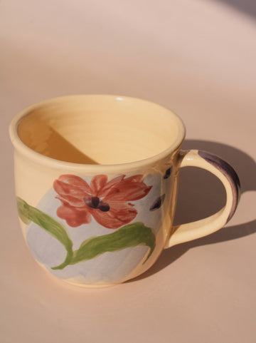 Petalia ceramic mug by Shannon O’Callaghan handmade floral coffee cup with painted flower detail