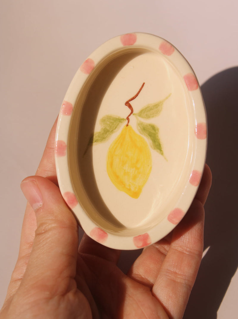 Limonetta ceramic trinket dish by Shannon O’Callaghan handmade lemon ring holder jewelry dish